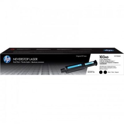 HP 103AD Dual Pack Black Original Neverstop Laser Toner Reload Kit,
